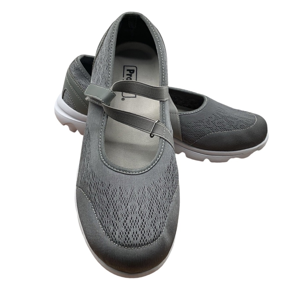 Propet TravelActiv Mary Jane Grey Mesh Walking Shoes W5103 Womens 10 X Wide 2E